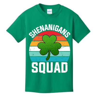 Retro St Patricks Day Shenanigans Squad Shamrock St Patricks Day Kids T-Shirt