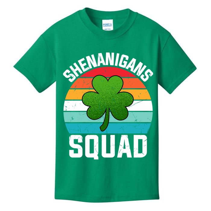 Retro St Patricks Day Shenanigans Squad Shamrock St Patricks Day Kids T-Shirt
