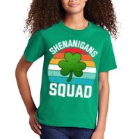 Retro St Patricks Day Shenanigans Squad Shamrock St Patricks Day Kids T-Shirt
