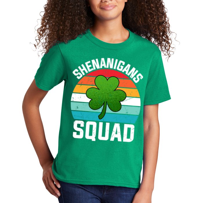 Retro St Patricks Day Shenanigans Squad Shamrock St Patricks Day Kids T-Shirt