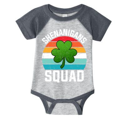 Retro St Patricks Day Shenanigans Squad Shamrock St Patricks Day Infant Baby Jersey Bodysuit