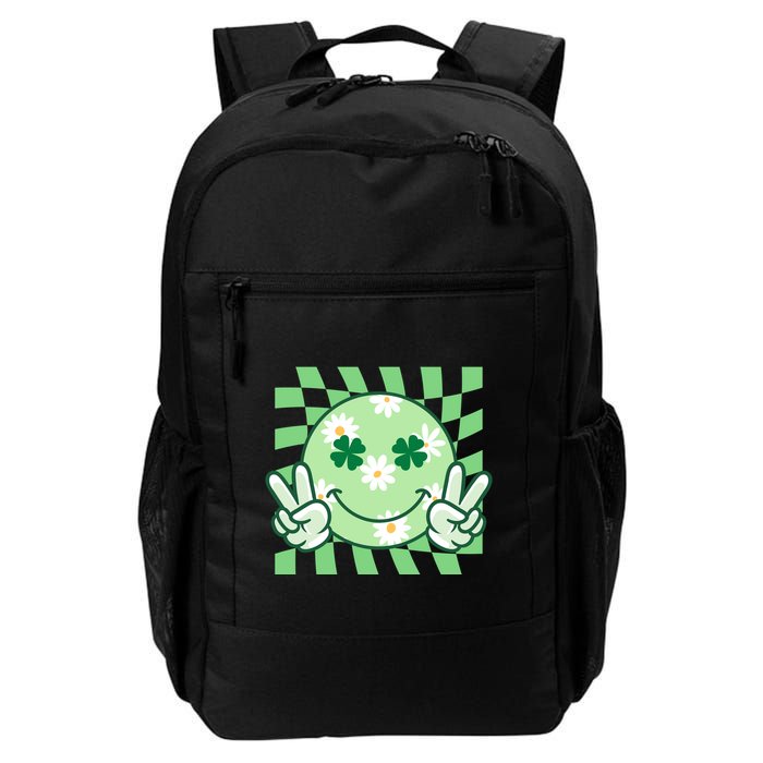 Retro St Patricks Day Smiley Emoji Peace Sign Backpack