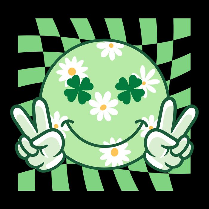Retro St Patricks Day Smiley Emoji Peace Sign Backpack