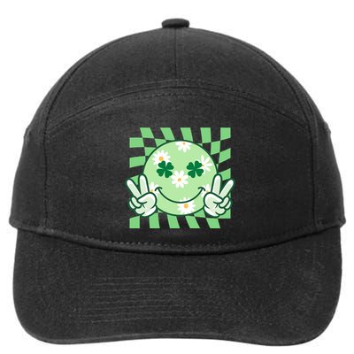 Retro St Patricks Day Smiley Emoji Peace Sign 7-Panel Snapback Hat