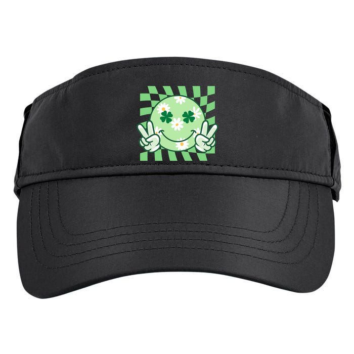 Retro St Patricks Day Smiley Emoji Peace Sign Adult Drive Performance Visor