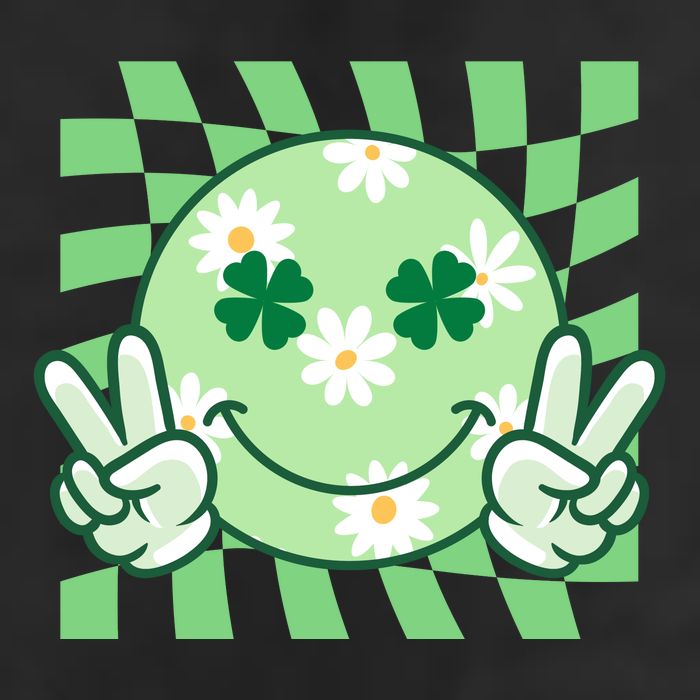 Retro St Patricks Day Smiley Emoji Peace Sign Adult Drive Performance Visor