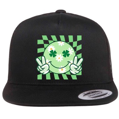 Retro St Patricks Day Smiley Emoji Peace Sign Flatbill Hat