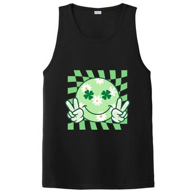 Retro St Patricks Day Smiley Emoji Peace Sign PosiCharge Competitor Tank