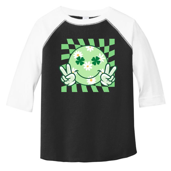 Retro St Patricks Day Smiley Emoji Peace Sign Toddler Fine Jersey T-Shirt