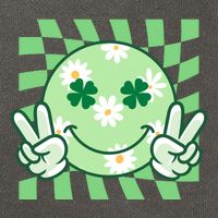 Retro St Patricks Day Smiley Emoji Peace Sign Cotton Canvas Backpack
