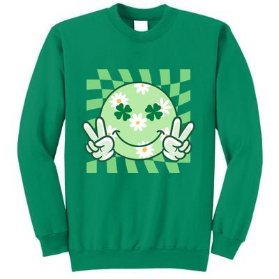 Retro St Patricks Day Smiley Emoji Peace Sign Sweatshirt