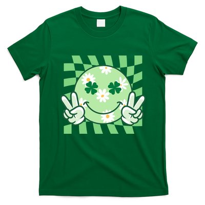 Retro St Patricks Day Smiley Emoji Peace Sign T-Shirt