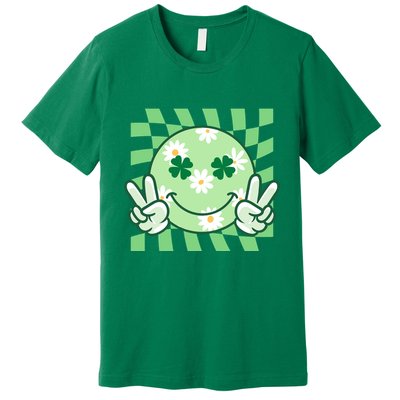 Retro St Patricks Day Smiley Emoji Peace Sign Premium T-Shirt