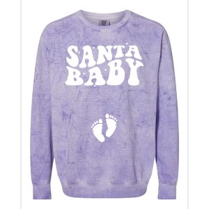 Retro Santa Pregnancy Announcet Christmas Pregnancy Gift Colorblast Crewneck Sweatshirt