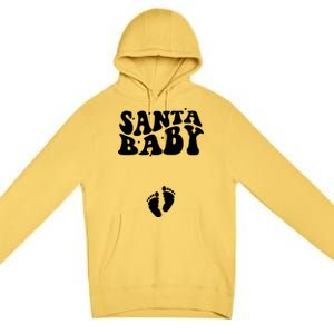 Retro Santa Pregnancy Announcet Christmas Pregnancy Gift Premium Pullover Hoodie