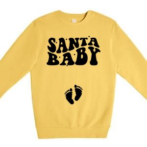 Retro Santa Pregnancy Announcet Christmas Pregnancy Gift Premium Crewneck Sweatshirt