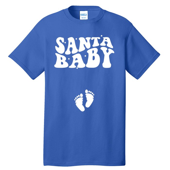 Retro Santa Pregnancy Announcet Christmas Pregnancy Gift Tall T-Shirt