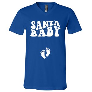 Retro Santa Pregnancy Announcet Christmas Pregnancy Gift V-Neck T-Shirt