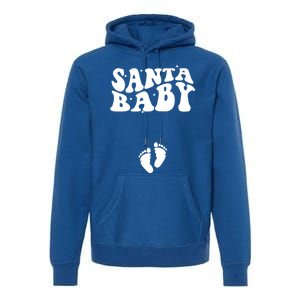 Retro Santa Pregnancy Announcet Christmas Pregnancy Gift Premium Hoodie