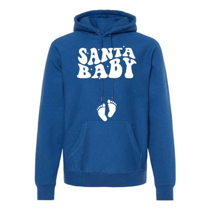 Retro Santa Pregnancy Announcet Christmas Pregnancy Gift Premium Hoodie