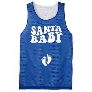 Retro Santa Pregnancy Announcet Christmas Pregnancy Gift Mesh Reversible Basketball Jersey Tank