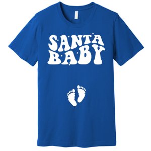 Retro Santa Pregnancy Announcet Christmas Pregnancy Gift Premium T-Shirt