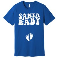 Retro Santa Pregnancy Announcet Christmas Pregnancy Gift Premium T-Shirt