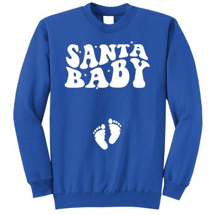 Retro Santa Pregnancy Announcet Christmas Pregnancy Gift Tall Sweatshirt