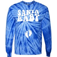 Retro Santa Pregnancy Announcet Christmas Pregnancy Gift Tie-Dye Long Sleeve Shirt