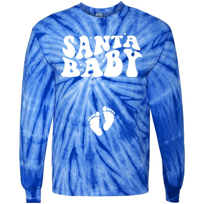 Retro Santa Pregnancy Announcet Christmas Pregnancy Gift Tie-Dye Long Sleeve Shirt