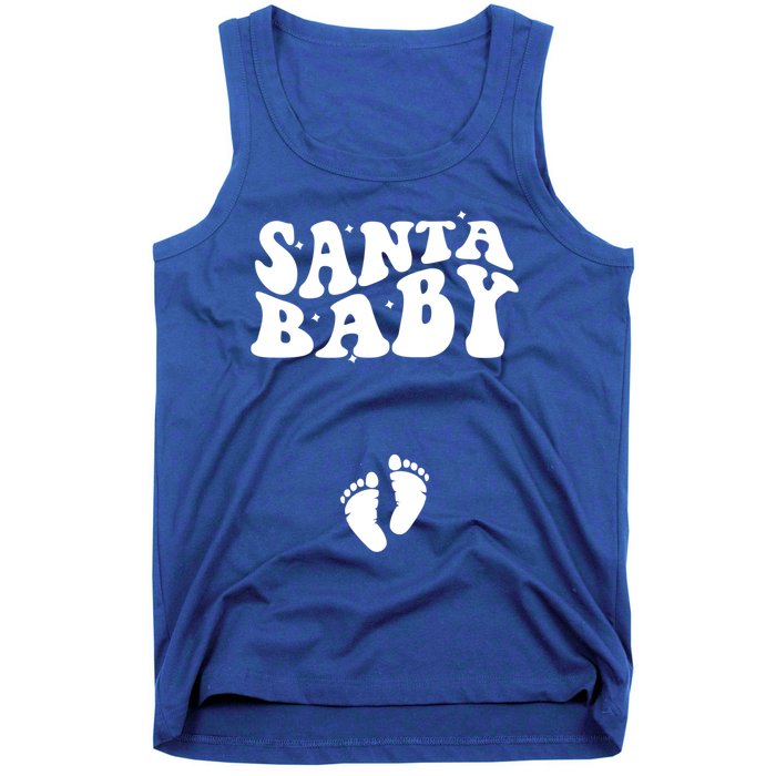 Retro Santa Pregnancy Announcet Christmas Pregnancy Gift Tank Top