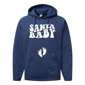 Retro Santa Pregnancy Announcet Christmas Pregnancy Gift Performance Fleece Hoodie