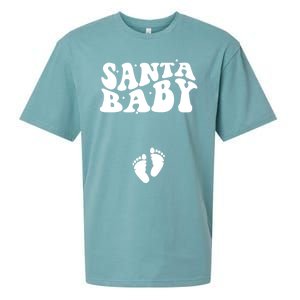 Retro Santa Pregnancy Announcet Christmas Pregnancy Gift Sueded Cloud Jersey T-Shirt