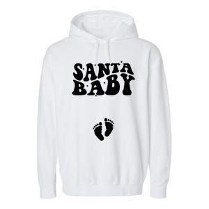 Retro Santa Pregnancy Announcet Christmas Pregnancy Gift Garment-Dyed Fleece Hoodie