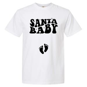 Retro Santa Pregnancy Announcet Christmas Pregnancy Gift Garment-Dyed Heavyweight T-Shirt