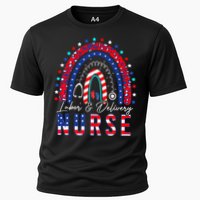 Rainbow Stethoscope Patriotic Labor Delivery Nurse 4th July Cooling Performance Crew T-Shirt