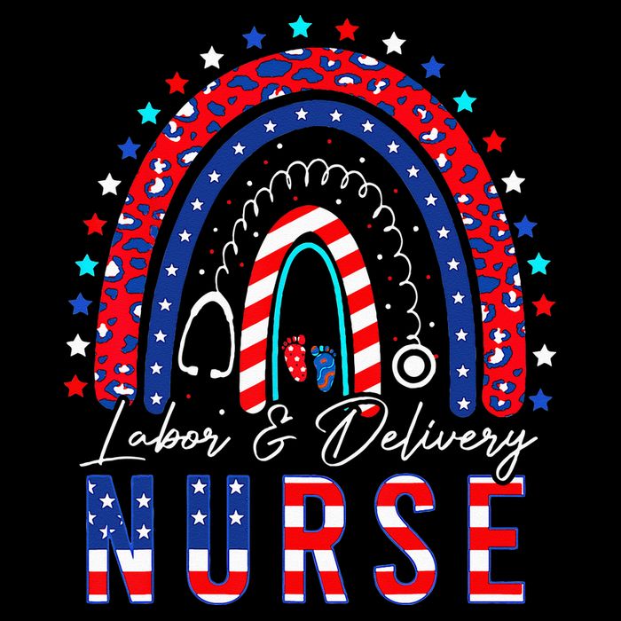 Rainbow Stethoscope Patriotic Labor Delivery Nurse 4th July Cooling Performance Crew T-Shirt
