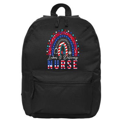 Rainbow Stethoscope Patriotic Labor Delivery Nurse 4th July 16 in Basic Backpack