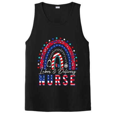 Rainbow Stethoscope Patriotic Labor Delivery Nurse 4th July PosiCharge Competitor Tank