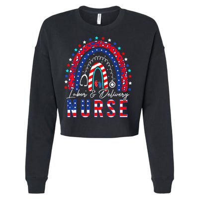Rainbow Stethoscope Patriotic Labor Delivery Nurse 4th July Cropped Pullover Crew