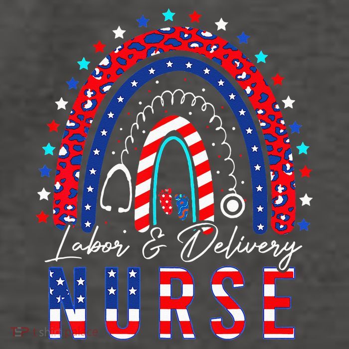 Rainbow Stethoscope Patriotic Labor Delivery Nurse 4th July Vector Backpack