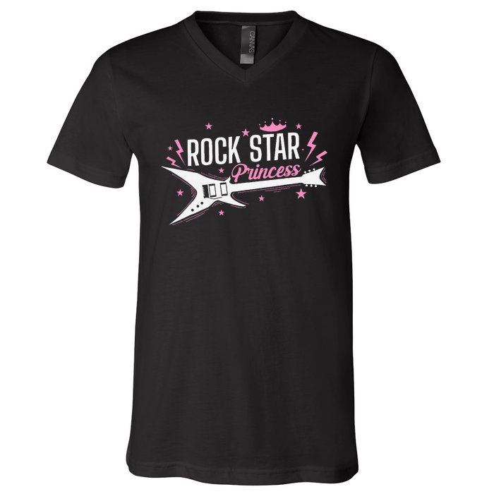 Rock Star Princess Guitar Music V-Neck T-Shirt