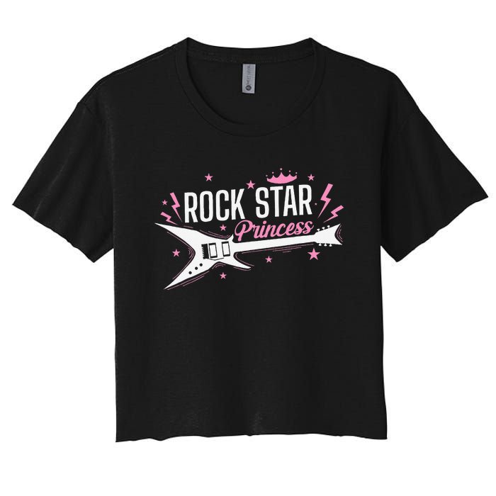 Rock Star Princess Guitar Music Women's Crop Top Tee