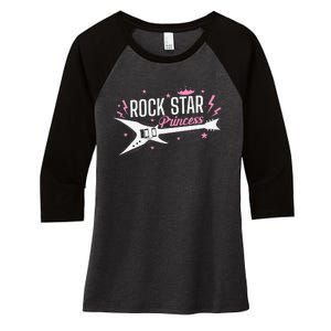 Rock Star Princess Guitar Music Women's Tri-Blend 3/4-Sleeve Raglan Shirt