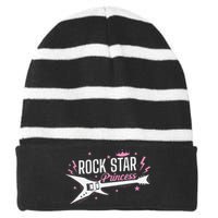 Rock Star Princess Guitar Music Striped Beanie with Solid Band