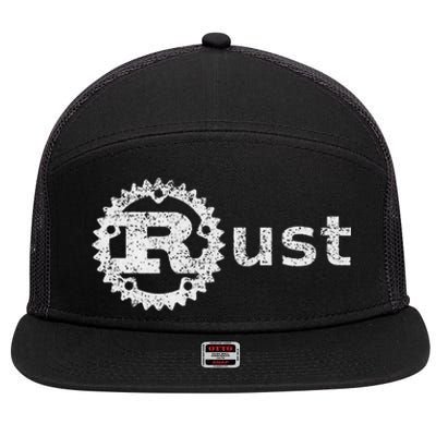 Rust Software Programming Developing And Coding Community 7 Panel Mesh Trucker Snapback Hat