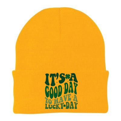 Retro St Patricks Day Irish Its A Good Day To Have A Lucky Day Knit Cap Winter Beanie