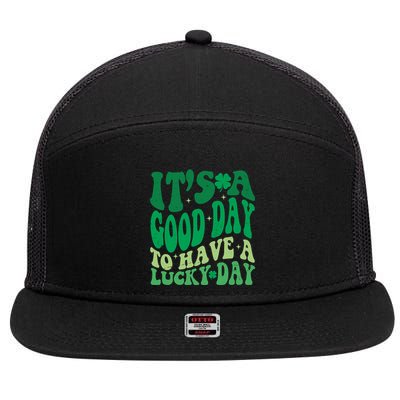 Retro St Patricks Day Irish Its A Good Day To Have A Lucky Day 7 Panel Mesh Trucker Snapback Hat