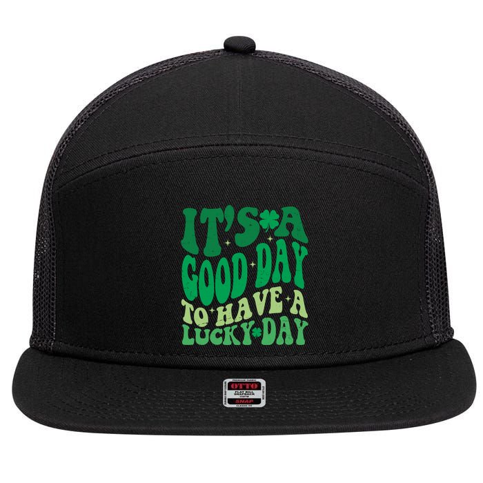 Retro St Patricks Day Irish Its A Good Day To Have A Lucky Day 7 Panel Mesh Trucker Snapback Hat