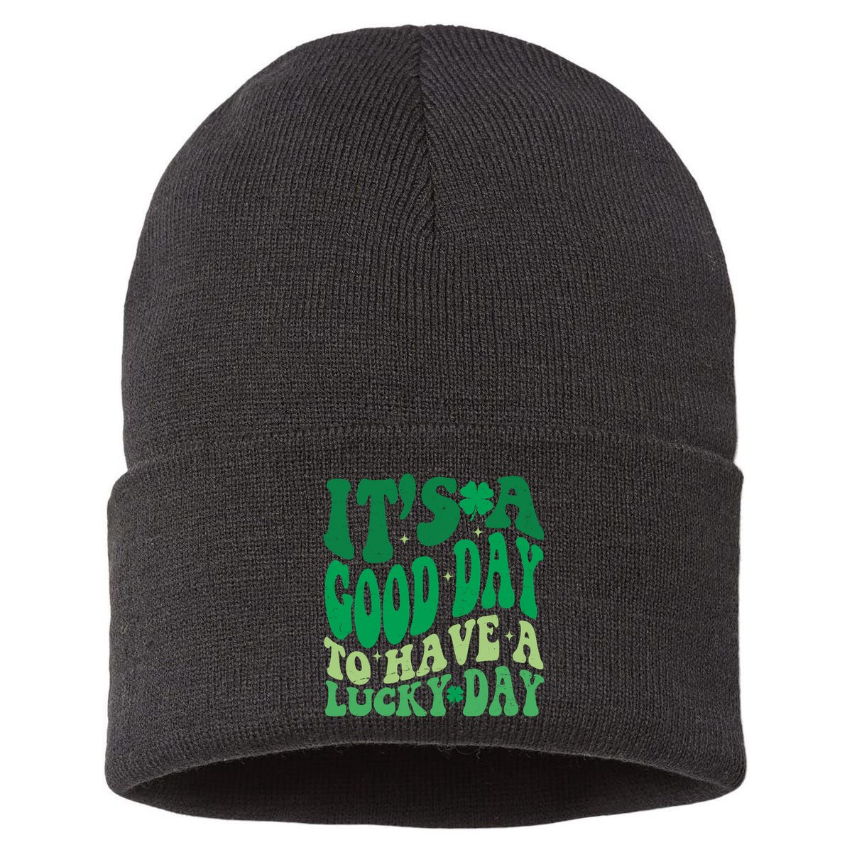 Retro St Patricks Day Irish Its A Good Day To Have A Lucky Day Sustainable Knit Beanie